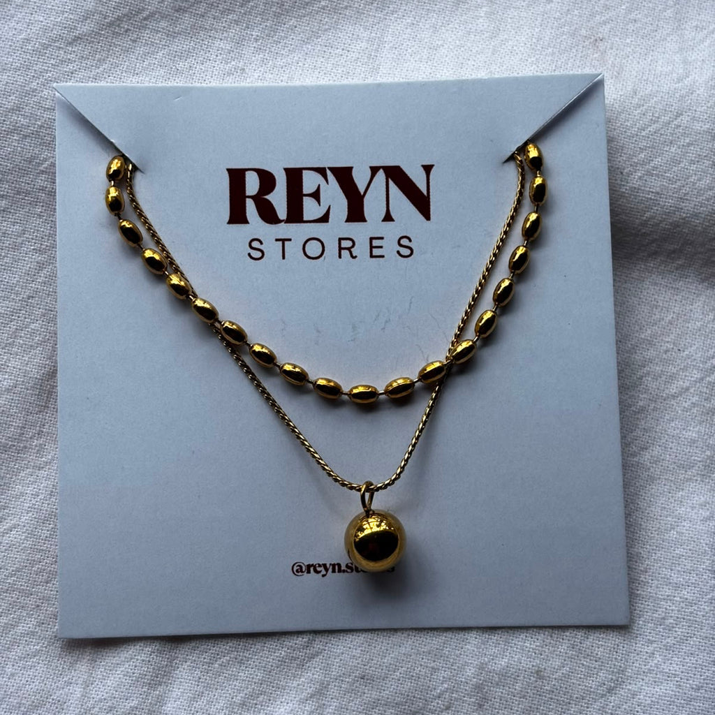 Layered bead and drop neckchain