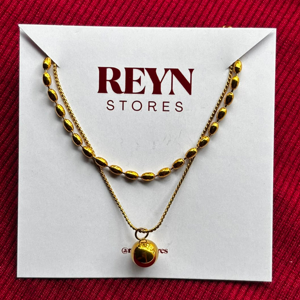 Layered bead and drop neckchain